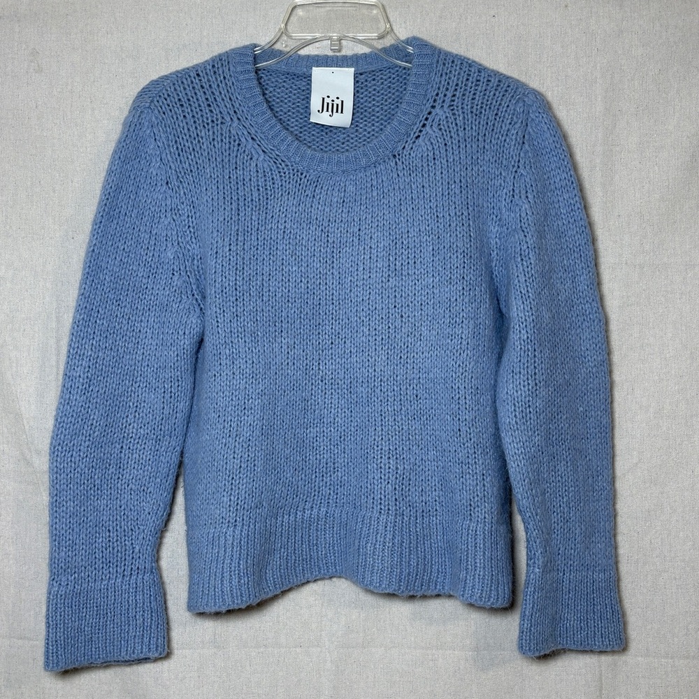 Jijil Cardigan Knit Crew Neck Sweaters Women’s Sz 38 Carolina‎ Blue